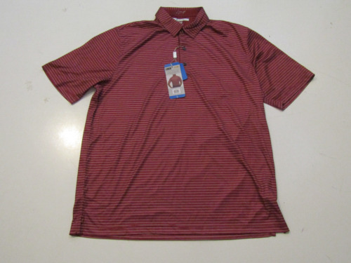 GREG NORMAN Red Stripe Moisture Wicking Polo Shirt ML75 Size Large L NWT