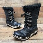 Sorel Waterproof Womens Black Faux Fur Winter Snow Boots Size 6