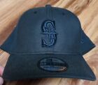 Blacked Out Seattle Mariners New Era Hat S/M 39thirty Genuine Merchandise
