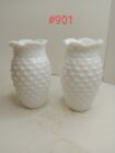 Vintage Hobnail Milk Glass Set Of 2 Vases