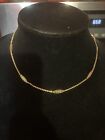 18k Gold Italy Fancy Filigree Link Chain Station Necklace Flat Rolo 3.6 Gram 16”