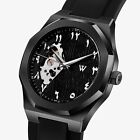 W&V Fantom 42mm Black Arabic Symbols Skeleton Stainless Steel Automatic Watch