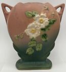 Roseville Pottery Vase White Rose Pink Green Vintage Original Mid Century 984-8