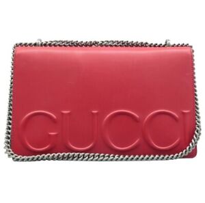 100% Authentic  GUCCI Red Leather Shoulder Bag