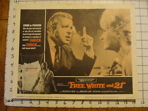 Vintage Lobby card:  1963  FREE, WHITE AND 21 