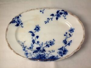 flo blue floral oval platter grindley Duchess made in England 11 3/8