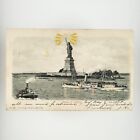Hold to Light Statue Liberty Postcard c1903 New York Harbor Steamer Boat A3209