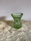 VNTG Pressed Glass Green Toothpick Holder Sawtooth Edge with Star