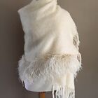 Vintage Mohair Shawl with Ostrich Feathers.