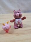 Care Bears Figure Share Bear Milkshake Accessory Posable Toy Complete Pink