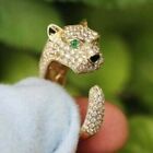 Real Moissanite 2.20Ct Round Women's Panther Band Ring 14K Yellow Gold Plated
