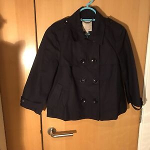 Ted Baker Ladies Coat Black Trench Military Style Jacket Size 2 Lovely Condition