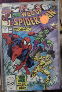 Web of spider-man # 66  1990  marvel DISNEY green goblin molten man