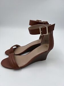 NY&C Brown Wedge Heel Sandals Size 9 Ankle Strap NWOT New