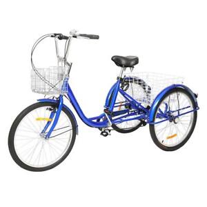 Adult Tricycles 7 Speed, 3 Wheel Bikes Adult Trikes 24 In Three-Wheeled Bicycles