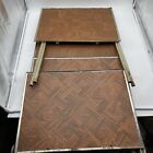 Set 4 Vintage Folding TV Tray Tables Faux Parquet Wood Gold Legs
