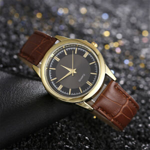 Men's Business Casual Watch Stainless Steel Dial Leather Band Watch Quartz Watch