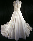 Justin Alexander 4 Wedding Dress Ivory Silk Mikado Ball Gown Huge Lace Bling New