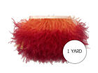 1 Yard - Sunset Orange Ombre Ostrich Fringe Trim Wholesale Feather Costume Dress