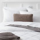4pc Twin/Twin XL Microfiber Reversible Decorative Bed Set Throw White