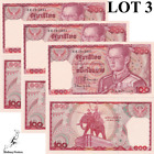 Thailand 100 Baht ND 1978 P 89 (15) UNC LOT 3 pcs