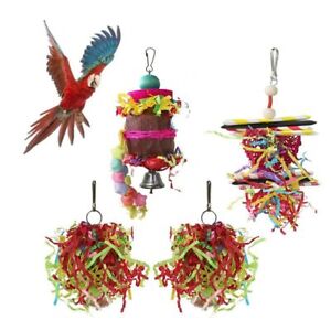 Bird Parrot Toy Set Colorful Shredded Paper  Hanging Cage Bird Chewing Rack Toys