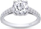 1ct Solitaire Engagement Ring Round Lab Created Moissanite 925 Sterling Silver