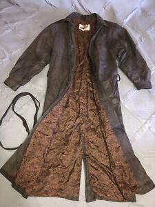 Vintage Winlit Leather Men’s Trench Coat, Brown, Size S, But Runs Large