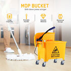 5 Gallon Mini Press Mop Bucket with Wringer 20L Rolling Cleaning Cart Yellow