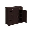 New ListingBathroom Floor Cabinet, Freestanding Storage Cabinet with 4 Drawers and 2 Doors