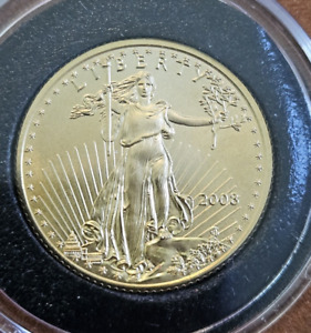 2008 1/4 Oz American Gold Eagle $10 Coin In Capsule BU