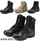 Mens Military Boots Leather Combat Boots Waterproof Tactical Boots WIDE SIZE