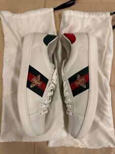 Gucci Ace Embroidered Sneaker in White Leather, US Men's 11.5