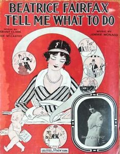 1915 Beatrice Fairfax Tell Me What To Do Sheet Music LARGE FORMAT