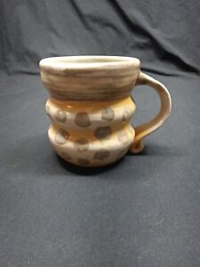 Hand Thrown 12oz. Studio Art Pottery Coffee Mug Signed Drip Glaze Signed 