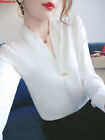 OL Korean Elegant Ladies V-neck Spring Chiffon Career Work Blouse Tops T-shirt