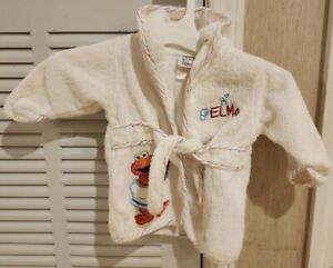 Baby Sesame Street Elmo White Terry Cloth Bath Robe 0-9 Months Babies R US