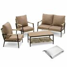Ivinta 4 Pieces Outdoor Wicker Patio Furniture Sets with Coffee Table for Garden