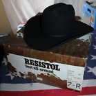 RESISTOL 4X Beaver RIGGIN Cowboy Hat SIZE 7 MADE IN USA BLACK  WESTERN EXCELLENT
