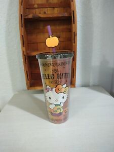 Hello Kitty Pumpkin Straw Tumbler Halloween Sanrio Drink Travel Beverage Cup