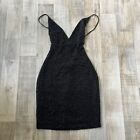Oh Polly Black Embellished Sequin Open Back Mini Dress UK 8