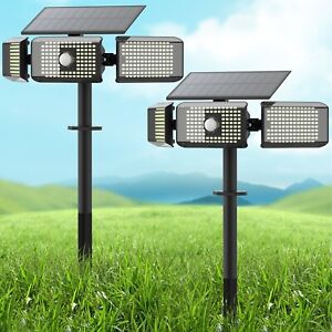 2PCS 388 LED Solar Garden Lights Outdoor Landscape Light Pathway Yard Waterproof