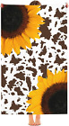 Cow and Sunflower Beach Towel Oversized Microfiber Quick Dry Bath Towels