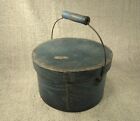 Antique Vintage 19th century Blue Pantry Box with Bail Handle Primitive Country