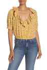 Abound Ruffled Crop Top Size M V-Neck Elastic Waist Floral Goldenrod NEW Tag B39