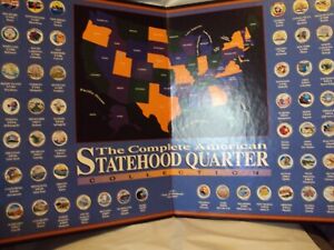 1999-2008 american stathood quarter collection colorized in map folder