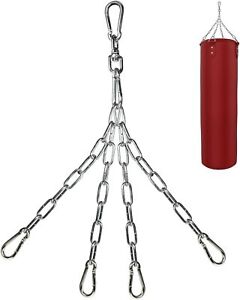Punching Bag Hanger, Stainless Steel Swivel Chain with 4 Snap Hooks for Heavy Ba