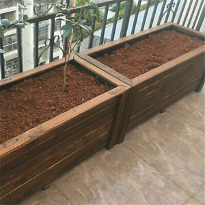 35in Large Garden Planter Box Big Volum Plants Herbs Growing Box Carbonized Wood