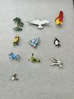 Lot Of 7 Vintage Small Enamel Animal Brooches & Pins Parrot Squirrel Horse