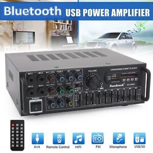 Sunbuck 2000W Stereo HiFi Power Amplifier Bluetooth 5.0 Karaoke FM USB AUX USA